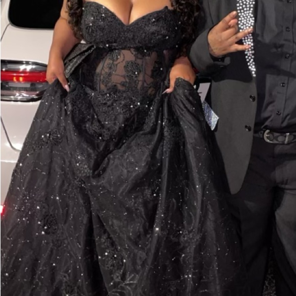 Jovani black bling dress. Size 14W (worn once)